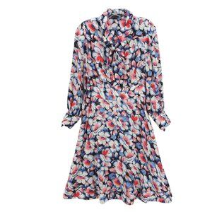 JILL STUART Gorgeous Floral Shirt Dress Neck Tie Lightweight Size 10